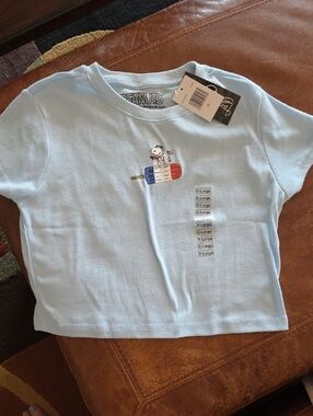 Peanuts Light Blue Tee with Snoopy on Red White Blue Popsicle Brand New With Tag